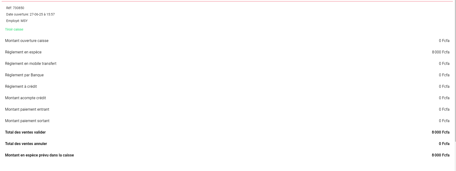 Rapport de fin de journée
